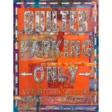 Quilter Parking Only Orange Metal Novelty Parking Sign 4.5" x 6" (PM)