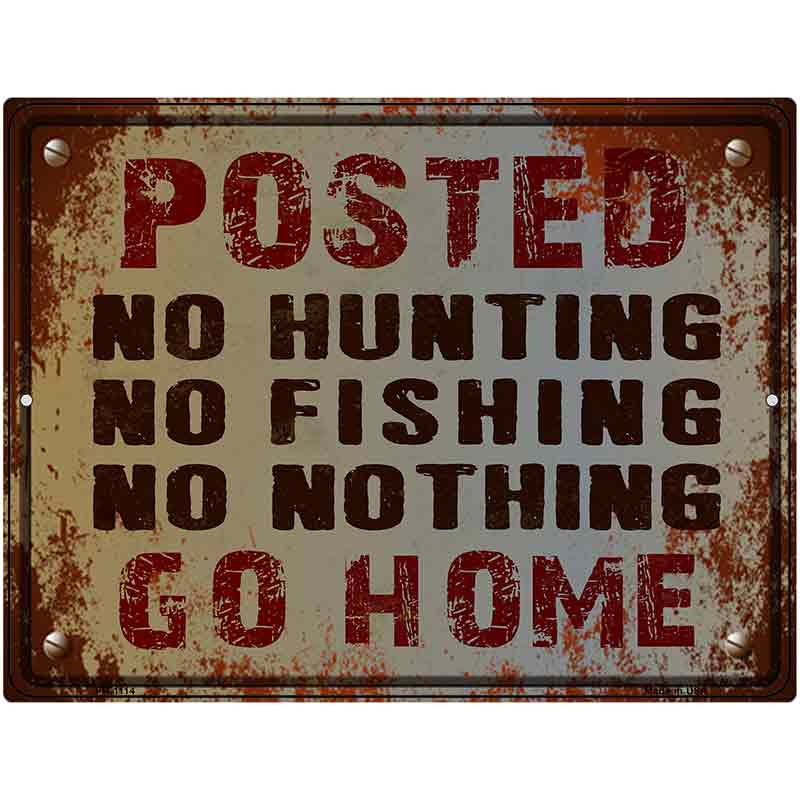 No Hunting No Fishing Metal Novelty Parking Sign 4.5" x 6" (PM)