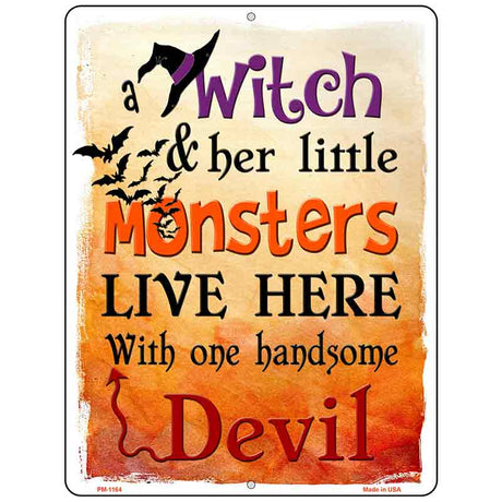 Witch Monsters Devil Metal Novelty Parking Sign 4.5" x 6" (PM)