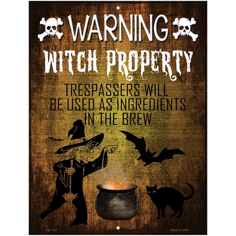 Witch Property Metal Novelty Parking Sign 4.5" x 6" (PM)