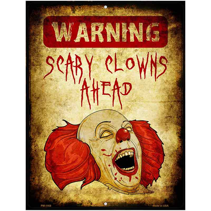 Scary Clowns Metal Novelty Parking Sign 4.5" x 6" (PM)