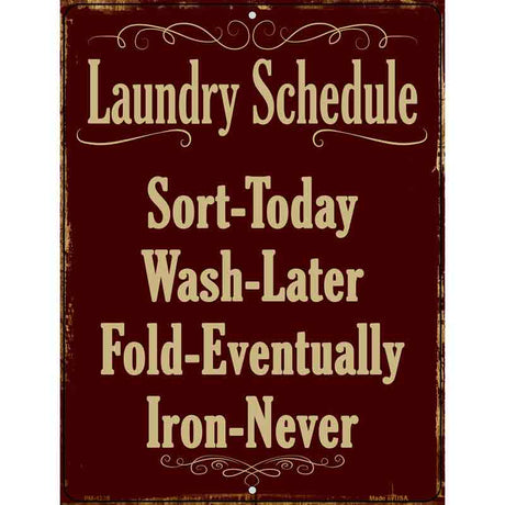 Laundry Schedule Metal Novelty Parking Sign 4.5" x 6" (PM)