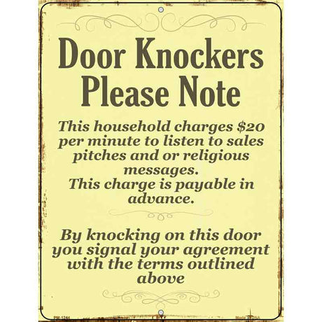 Door Knockers Metal Novelty Parking Sign 4.5" x 6" (PM)