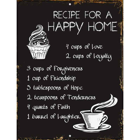 Recipe For Happy Home Metal Novelty Parking Sign 4.5" x 6" (PM)