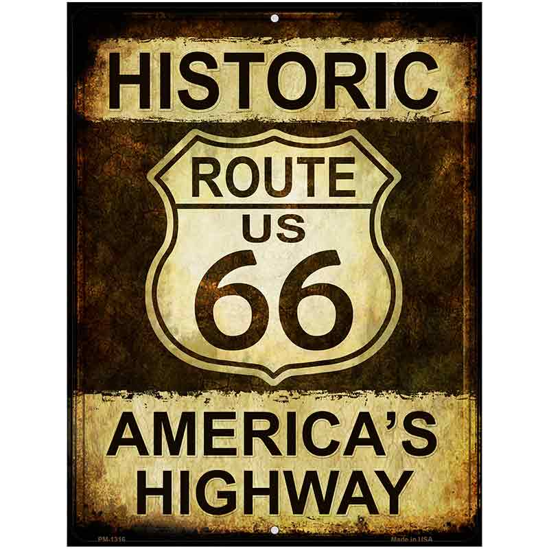 Historic Route 66 Metal Novelty Parking Sign 4.5" x 6" (PM)