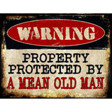 A Mean Old Man Metal Novelty Parking Sign 4.5" x 6" (PM)