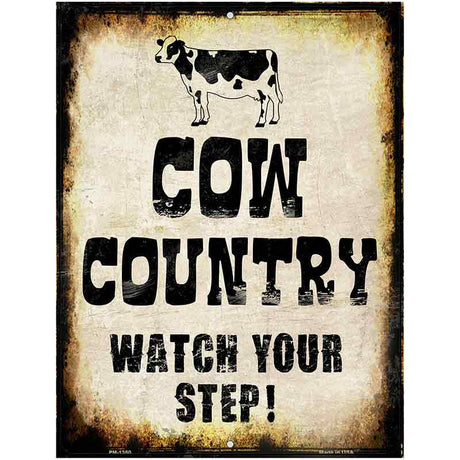 Cow Country Metal Novelty Parking Sign 4.5" x 6" (PM)