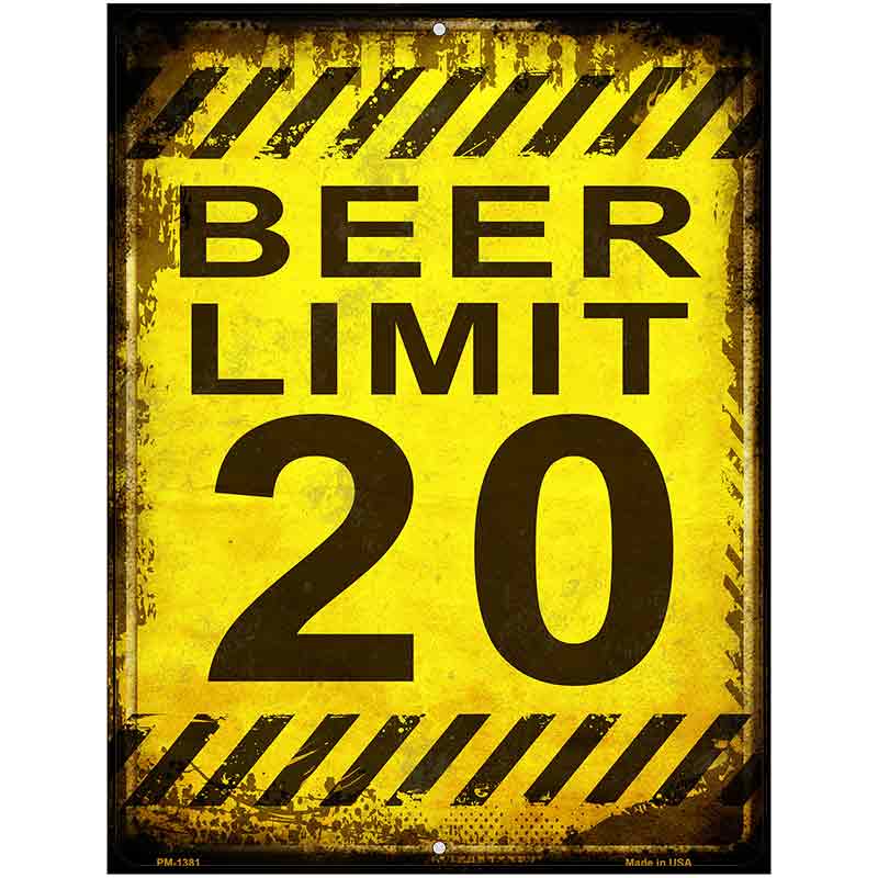 Beer Limit Metal Novelty Parking Sign 4.5" x 6" (PM)