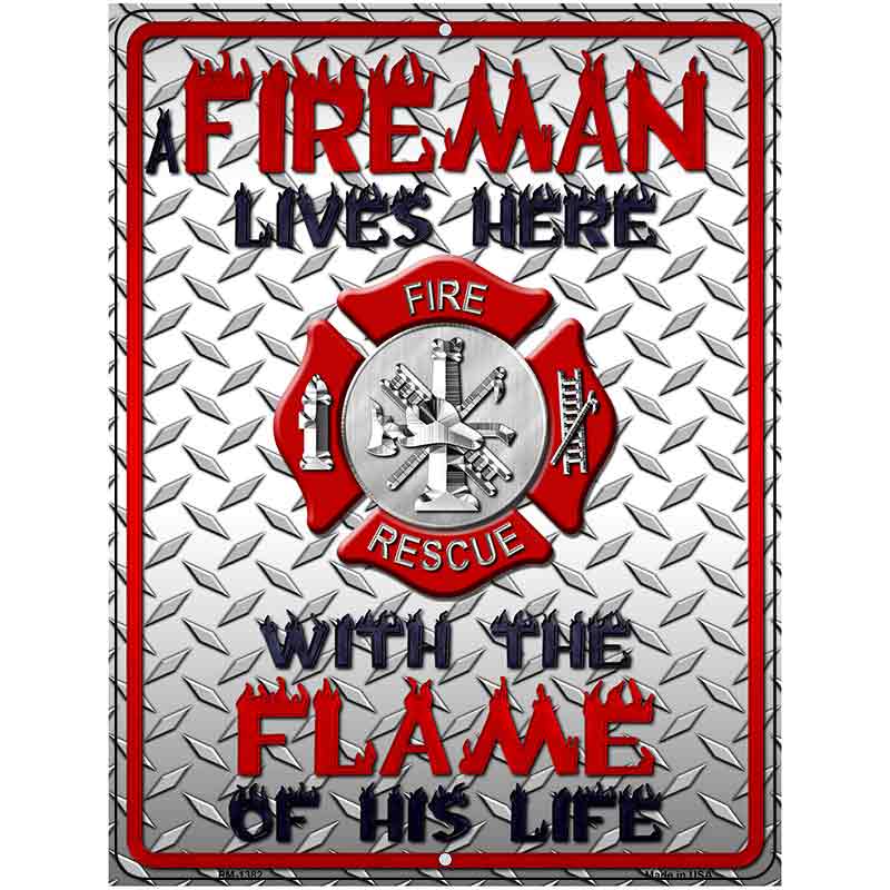 Fireman Metal Novelty Parking Sign 4.5" x 6" (PM)