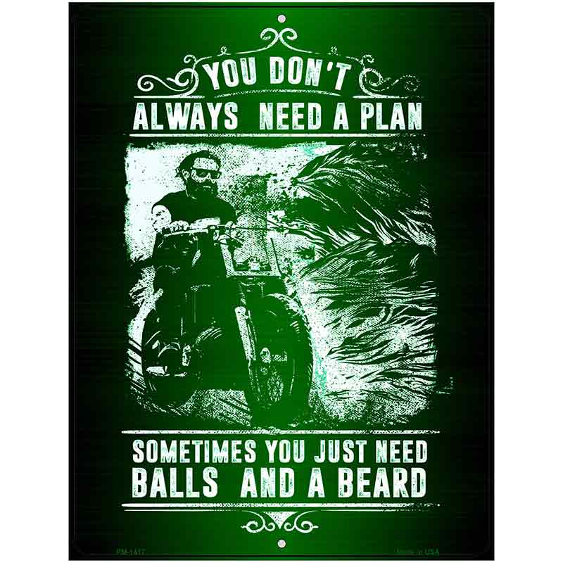 Balls And A Beard Metal Novelty Parking Sign 4.5" x 6" (PM)