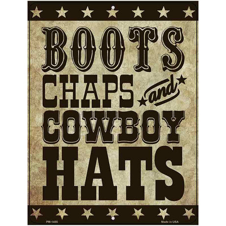 Boots Chaps Cowboy Hats Metal Novelty Parking Sign 4.5" x 6" (PM)