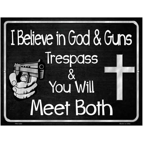 God And Guns Metal Novelty Parking Sign 4.5" x 6" (PM)