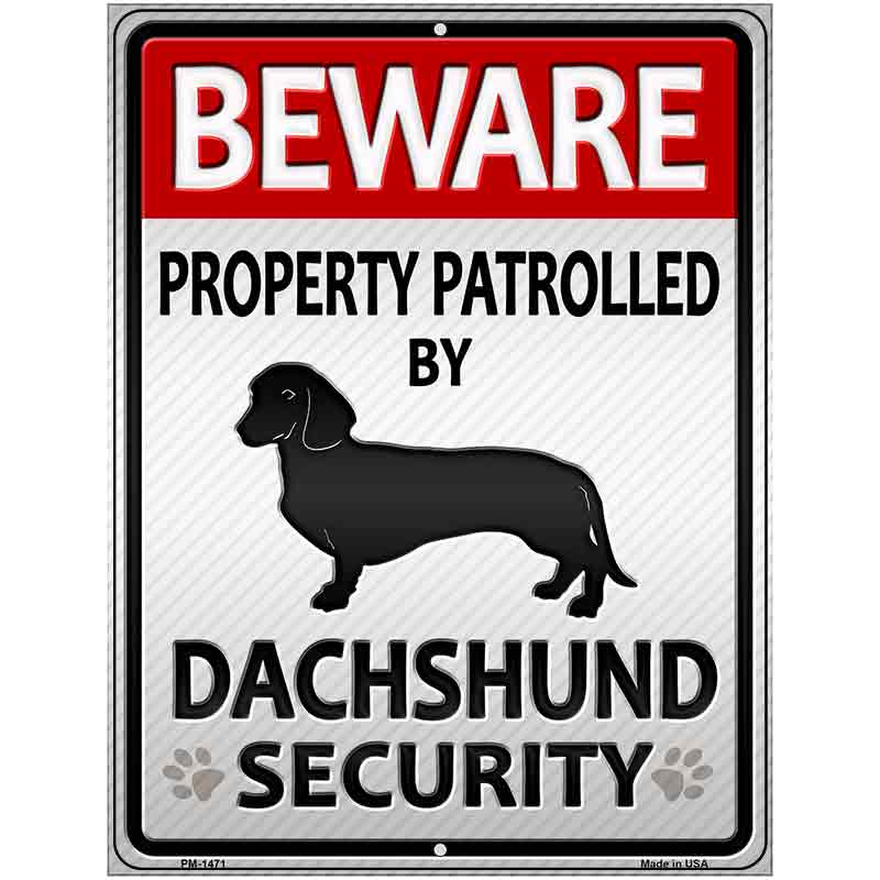 Dachshund Security Metal Novelty Parking Sign 4.5" x 6" (PM)