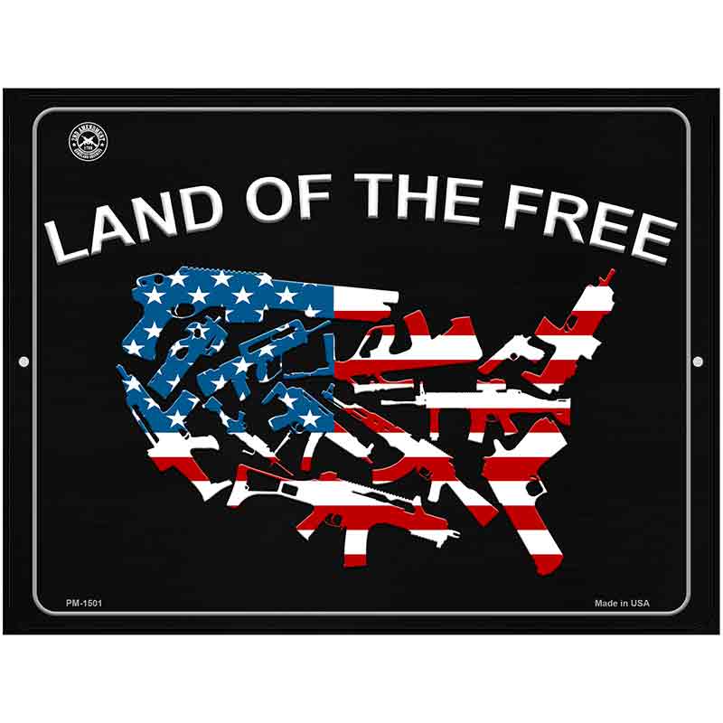 Land Of The Free Metal Novelty Parking Sign 4.5" x 6" (PM)