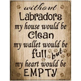 Without Labradors My House Would Be Clean Metal Novelty Parking Sign 4.5" x 6" (PM)