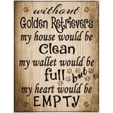 Without Golden Retrievers My House Would Be Clean Metal Novelty Parking Sign 4.5" x 6" (PM)