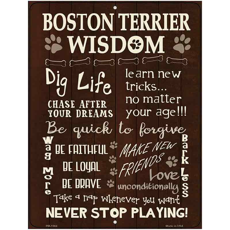 Boston Terrier Wisdom Metal Novelty Parking Sign 4.5" x 6" (PM)