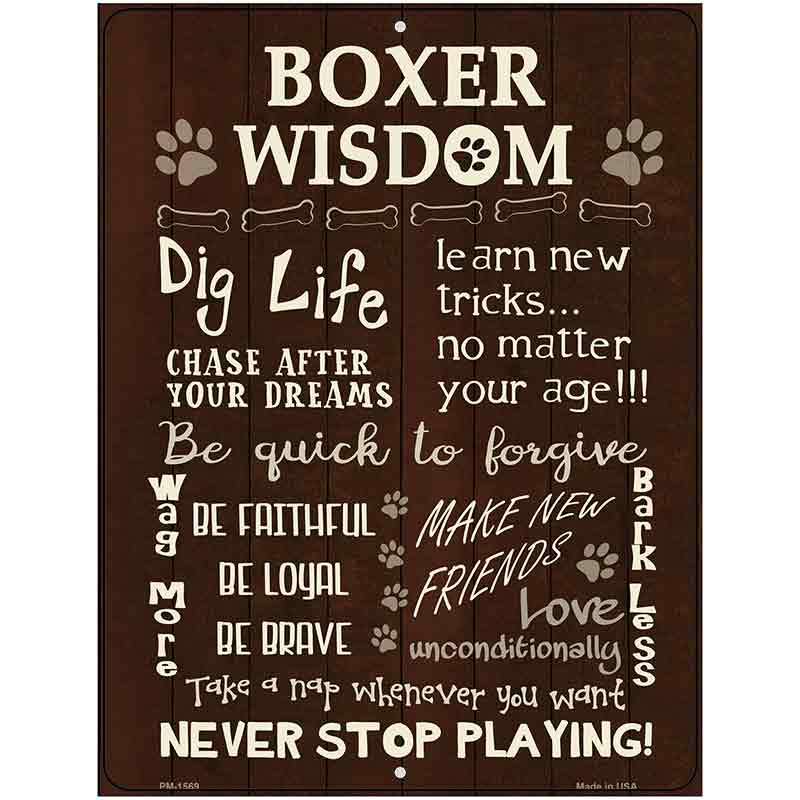 Boxer Wisdom Metal Novelty Parking Sign 4.5" x 6" (PM)