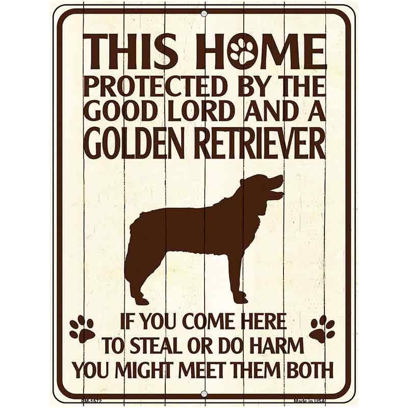 Golden Retriever Protected Metal Novelty Parking Sign 4.5" x 6" (PM)