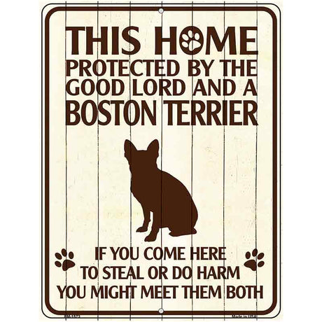 Boston Terrier Protected Metal Novelty Parking Sign 4.5" x 6" (PM)