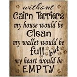 Without Cairn Terriers My House Would Be Clean Metal Novelty Parking Sign 4.5" x 6" (PM)