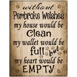 Without Pembroke Welshes My House Would Be Clean Metal Novelty Parking Sign 4.5" x 6" (PM)