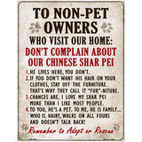 Non-Pet Owners Chinese Shar Pei Parking Sign Metal Novelty 4.5" x 6" (PM)