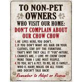 Non-Pet Owners Chow Chow Parking Sign Metal Novelty 4.5" x 6" (PM)