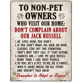 Non-Pet Owners Jack Russell Parking Sign Metal Novelty 4.5" x 6" (PM)