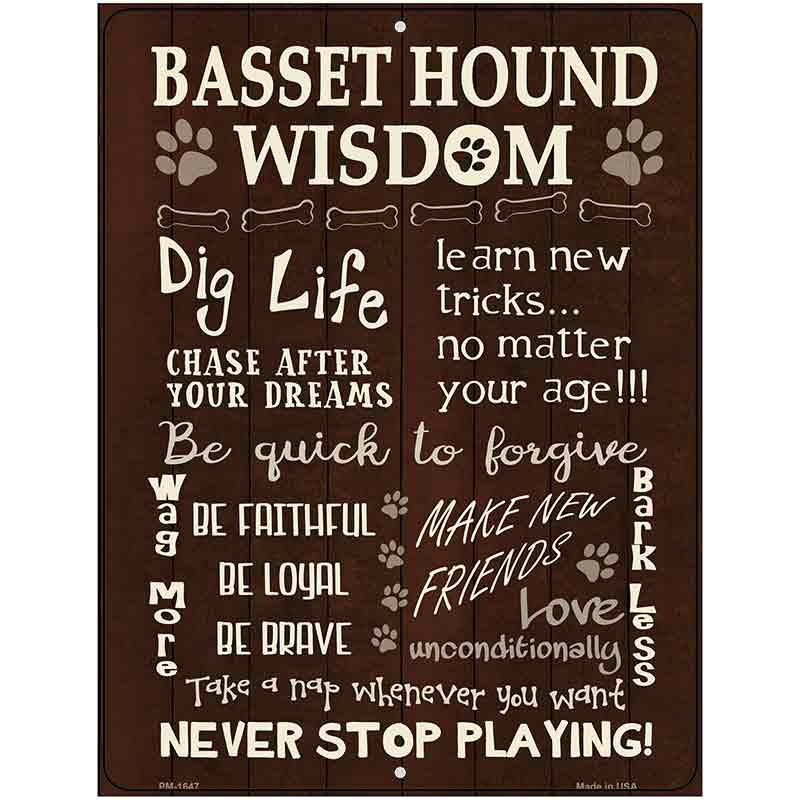 Basset Hound Wisdom Metal Novelty Parking Sign 4.5" x 6" (PM)