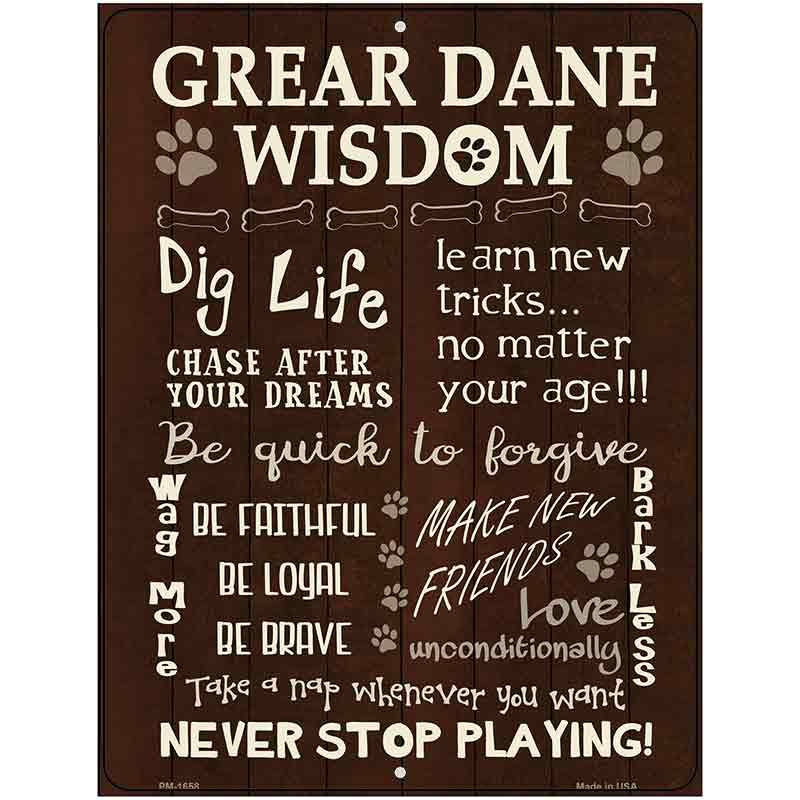 Great Dane Wisdom Metal Novelty Parking Sign 4.5" x 6" (PM)