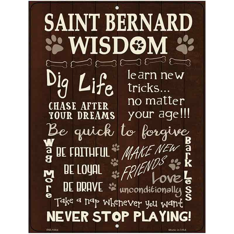 Saint Bernard Wisdom Parking Sign Metal Novelty 4.5" x 6" (PM)