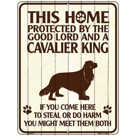 This Home Protected By A Cavalier King Parking Sign Metal Novelty 4.5" x 6" (PM)