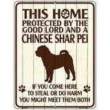 This Home Protected By A Chinese Shar Pei Parking Sign Metal Novelty 4.5" x 6" (PM)