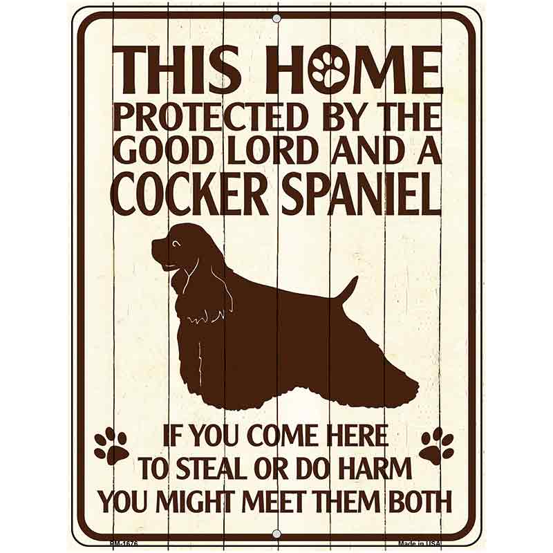 This Home Protected By A Cocker Spaniel Parking Sign Metal Novelty 4.5" x 6" (PM)