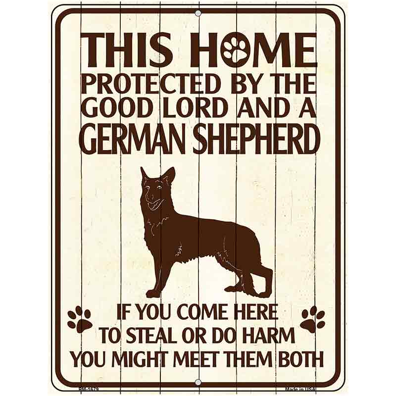 This Home Protected By A German Shepherd Parking Sign Metal Novelty 4.5" x 6" (PM)