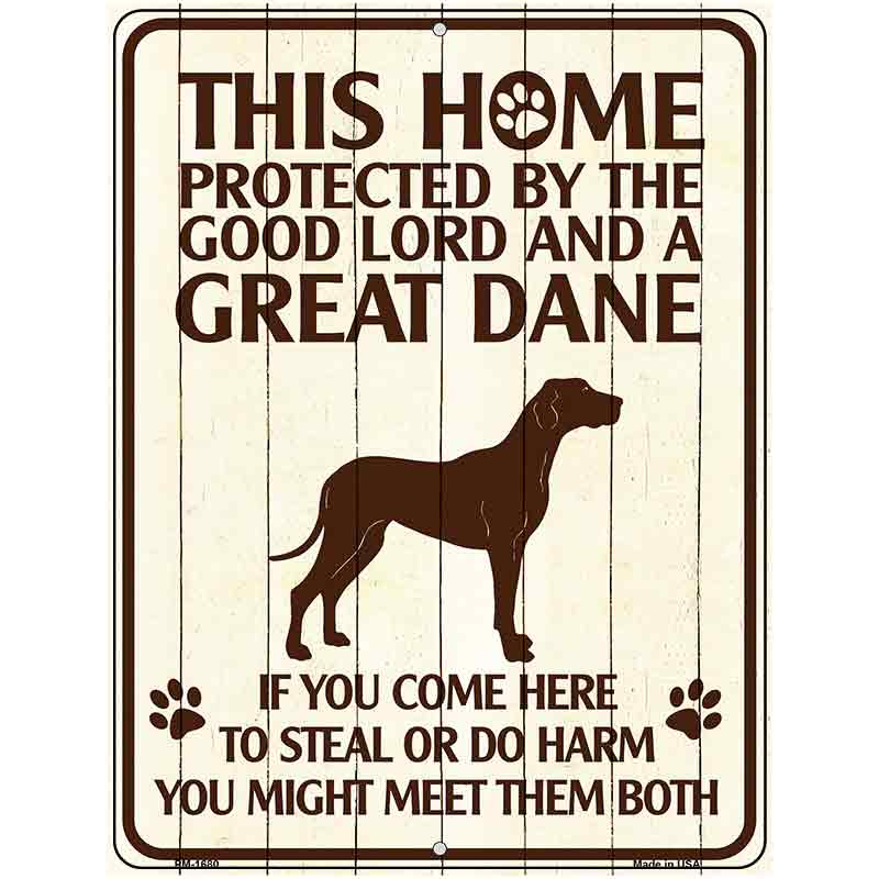 This Home Protected By A Great Dane Parking Sign Metal Novelty 4.5" x 6" (PM)