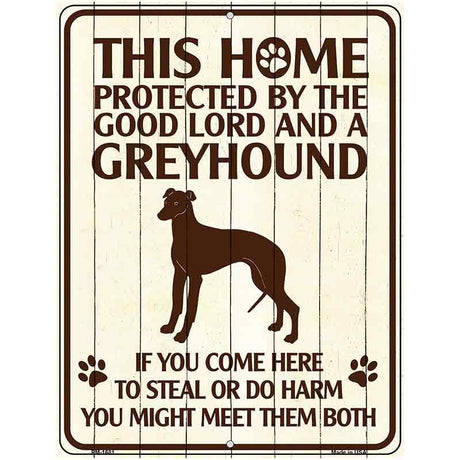 This Home Protected By A Greyhound Parking Sign Metal Novelty 4.5" x 6" (PM)