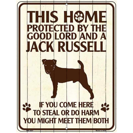 This Home Protected By A Jack Russell Parking Sign Metal Novelty 4.5" x 6" (PM)