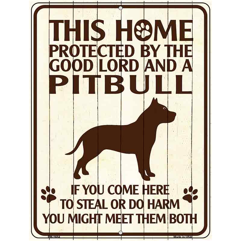 This Home Protected By A Pitbull Parking Sign Metal Novelty 4.5" x 6" (PM)