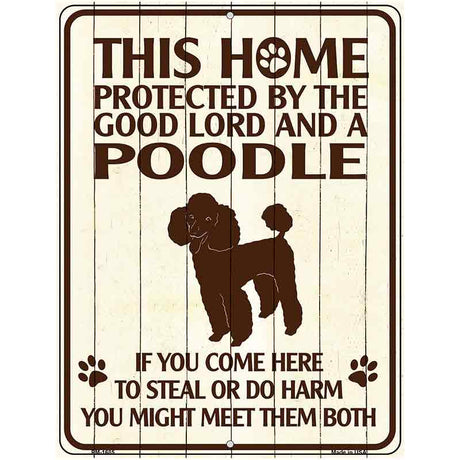 This Home Protected By A Poodle Parking Sign Metal Novelty 4.5" x 6" (PM)