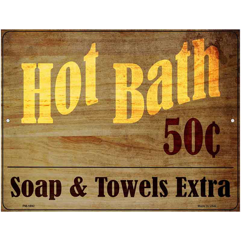 Hot Bath Parking Sign Metal Novelty 4.5" x 6" (PM)