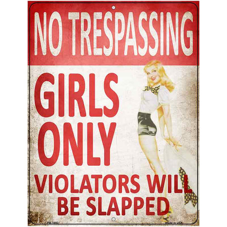 No Trespassing Girls Only Parking Sign Metal Novelty 4.5" x 6" (PM)