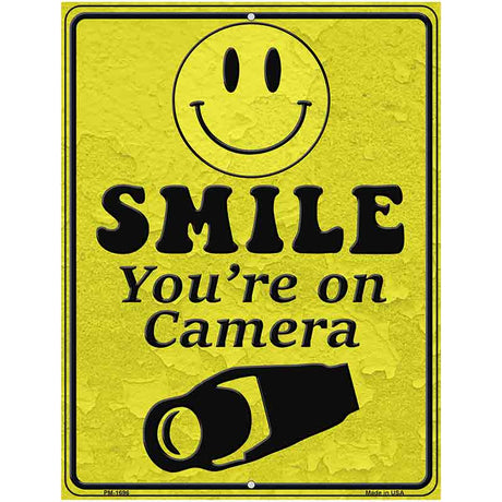 Smile Youre On Camera Parking Sign Metal Novelty 4.5" x 6" (PM)