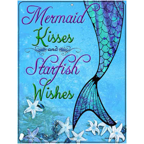 Mermaid Kisses and Starfish Wishes Novelty Parking Sign 4.5" x 6" (PM)