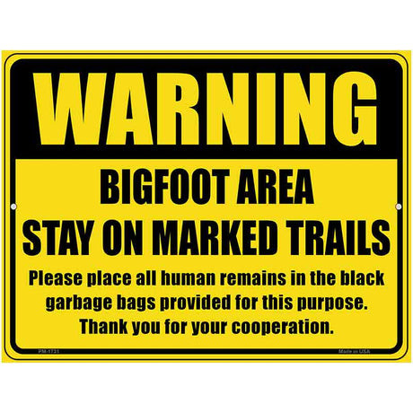 Warning Bigfoot Area Novelty Parking Sign 4.5" x 6" (PM)