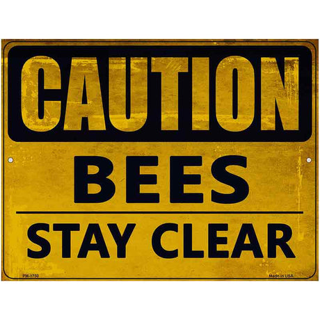 Caution Bees Stay Clear Metal Novelty Parking Sign 4.5" x 6" (PM)