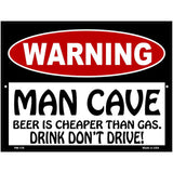 Man Cave Beer Cheaper Than Gas Metal Novelty Parking Sign 4.5" x 6" (PM)