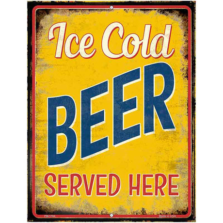 Ice Cold Beer Served Here Novelty Parking Sign 4.5" x 6" (PM)