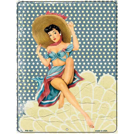 Girl With Big Hat Vintage Pinup Parking Sign 4.5" x 6" (PM)